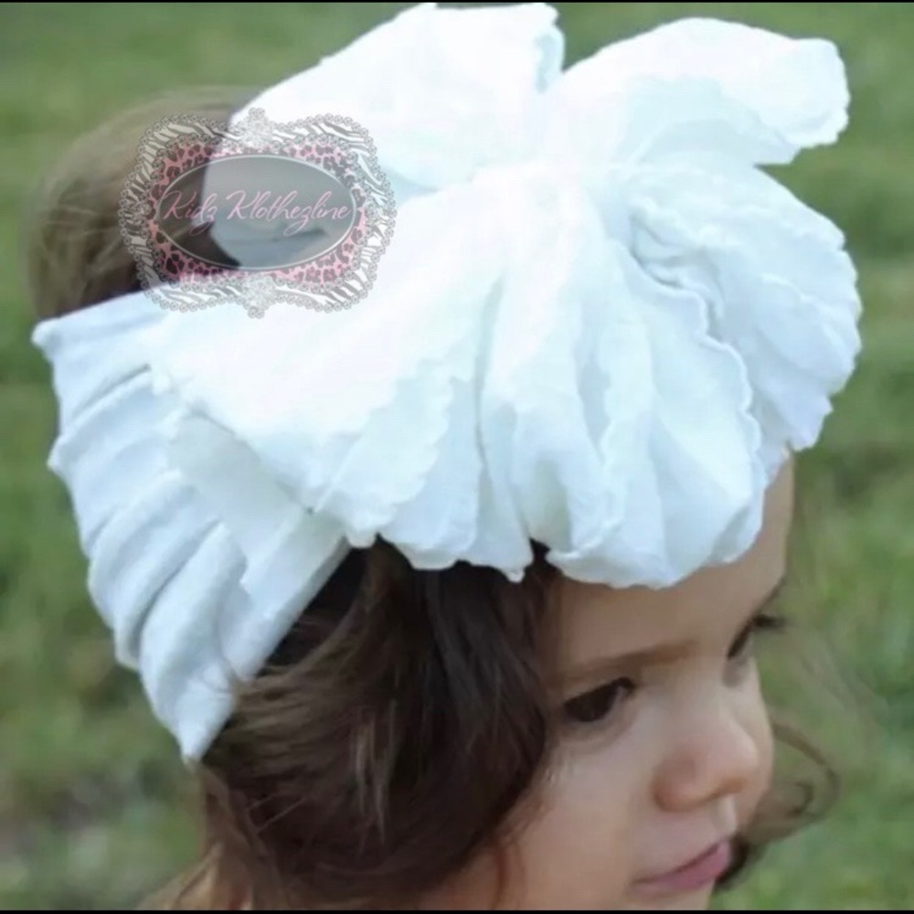 Handmade Large Bow Headband Wrap White